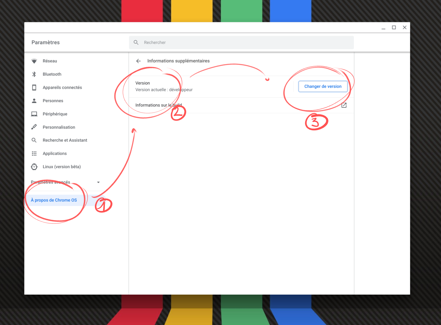 Changer la version de ChromeOS