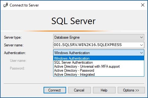 microsoft sql server management studio — connect to mssql server