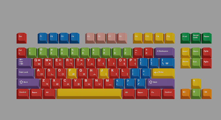 A proof of concept photo only. Not an entirely accurate render of Handarbeit. GMK Hangulbeit will NOT include base kit.