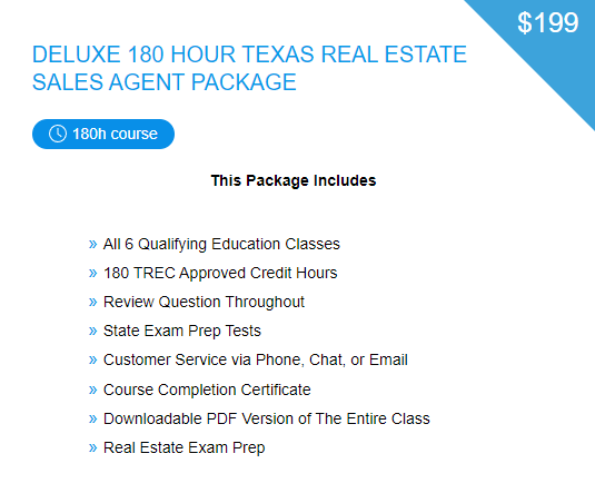 Deluxe 180 hour texas real estate package