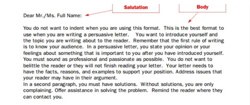 example of letter body