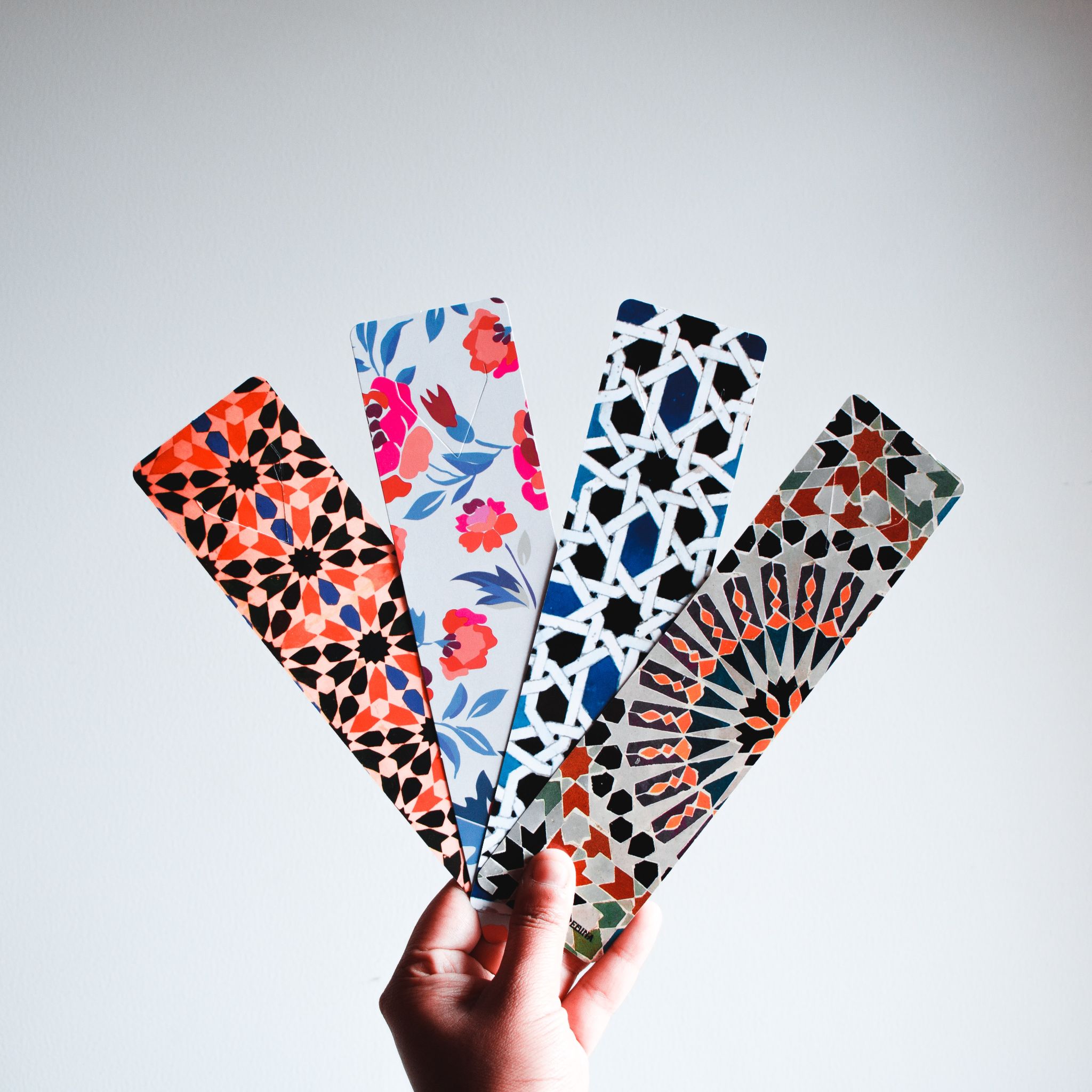 Four colorful bookmarks