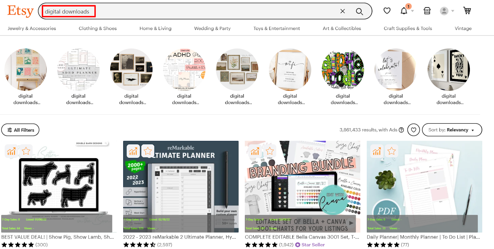 best platform to sell digital products - etsy