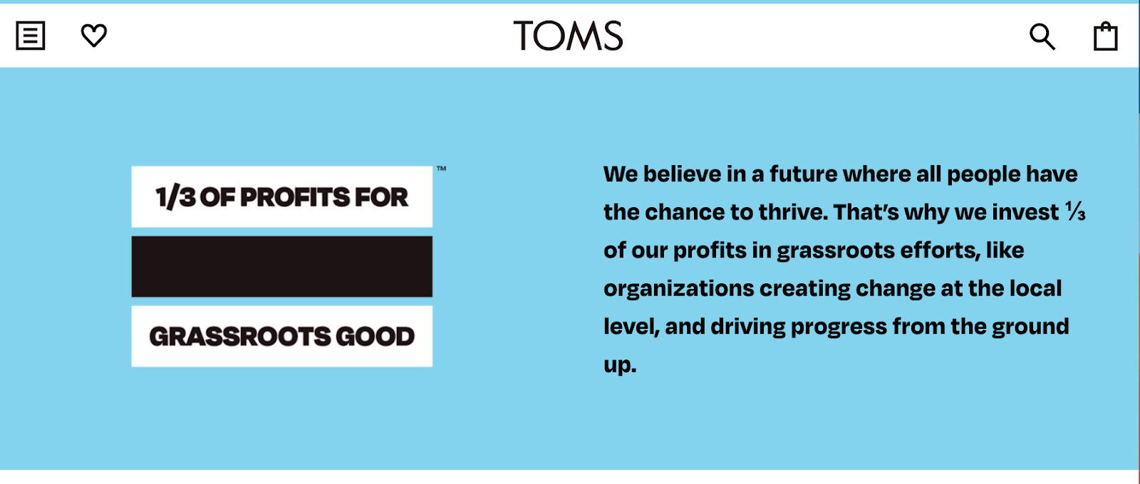 customer retention strategy example: TOMS