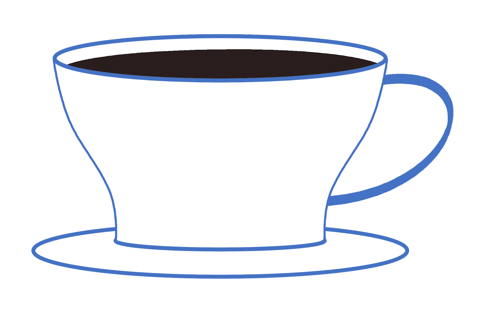 A clipart drawing of a cup of coffee.