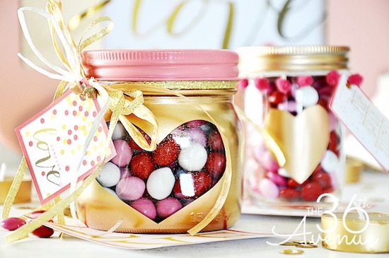 valentine's day candy jars, cute DIY Valentine’s Day Decorations