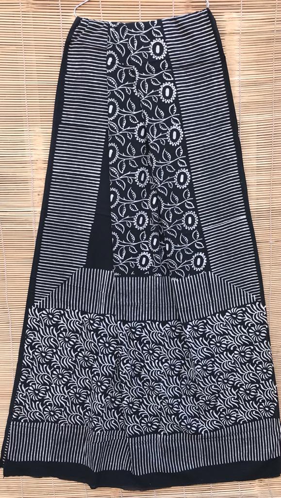 Hand block printed cotton mul sarees