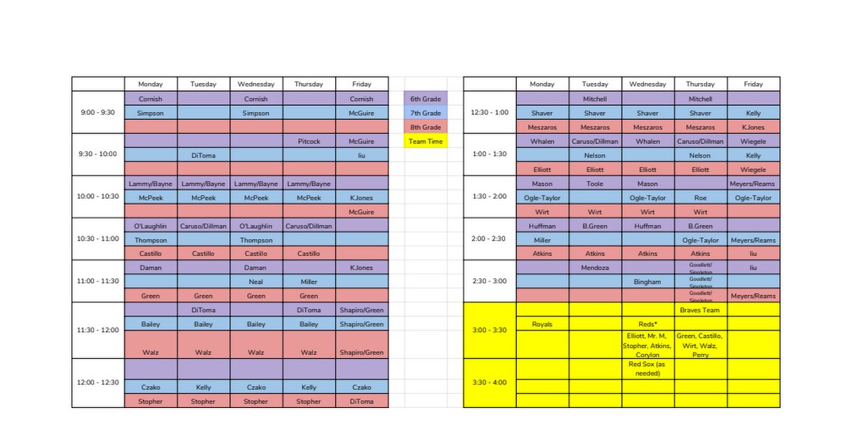 Zoom/Google Meet Schedule (Family Version)