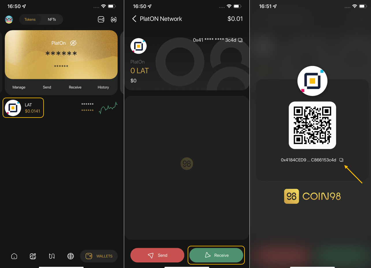 nhận token platon