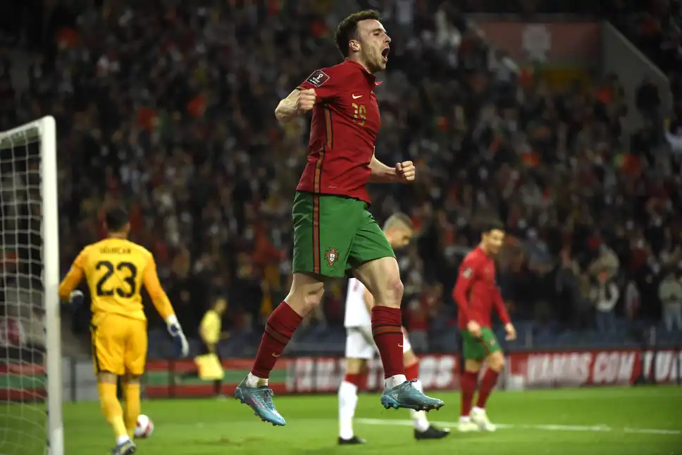 Diogo Jota scored for Portugal with a header in the closing minutes of the first half