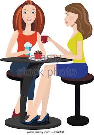 Image result for clip art two women in coffee shop