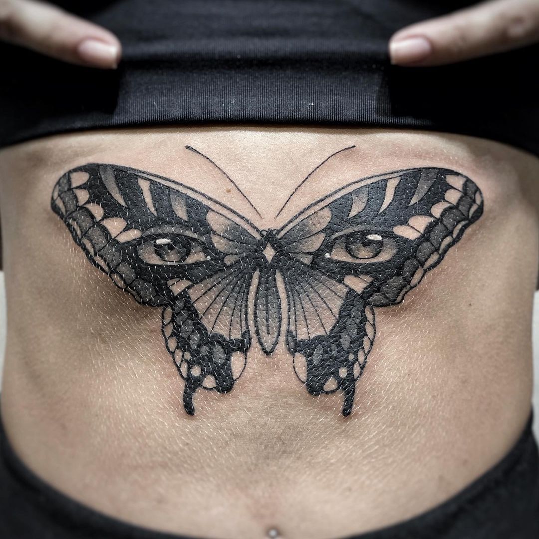 Butterfly With Eyes Tattoo