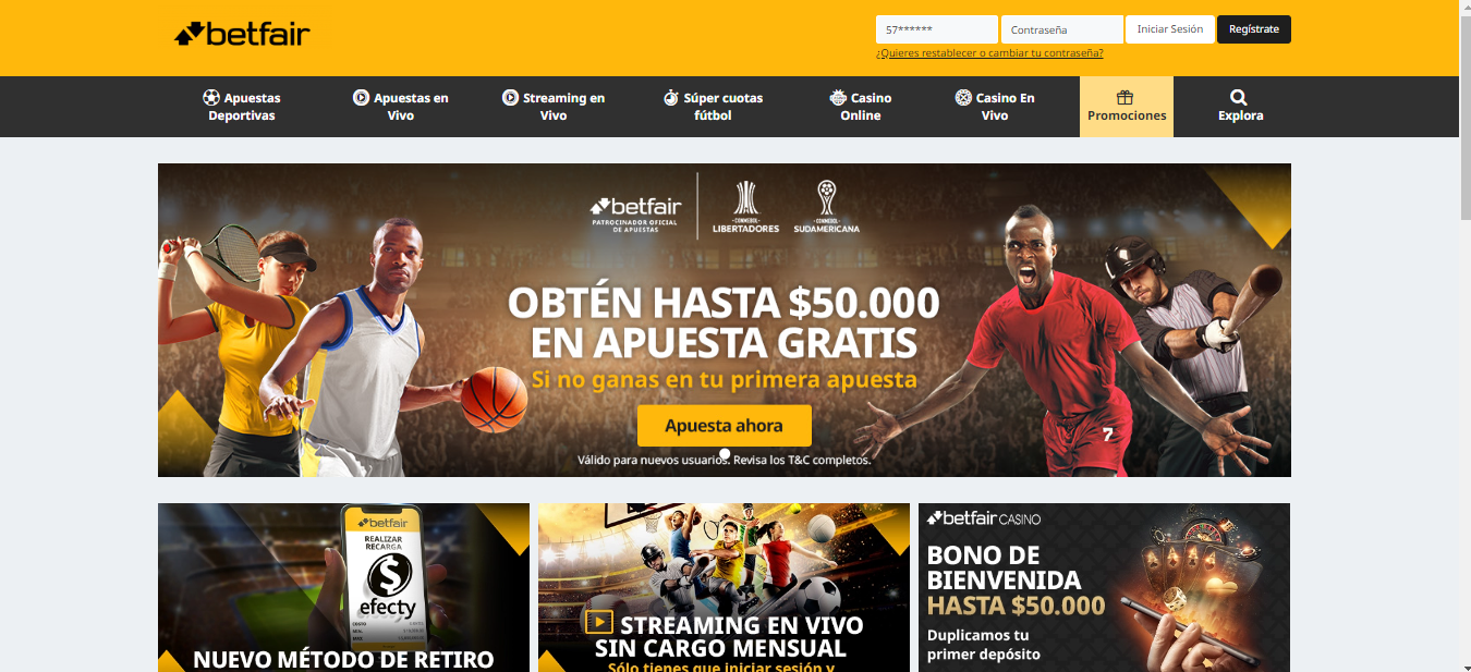 Entrar en la página web Betfair