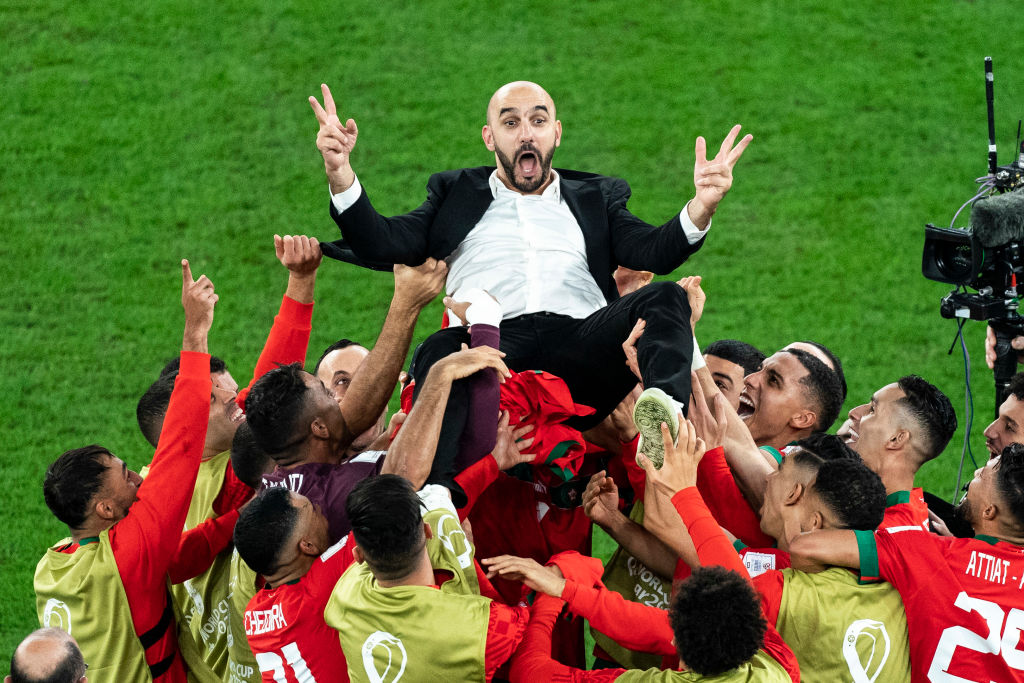 احتفالات منتخب المغرب بقيادة الركراكي في كأس العالم 2022
