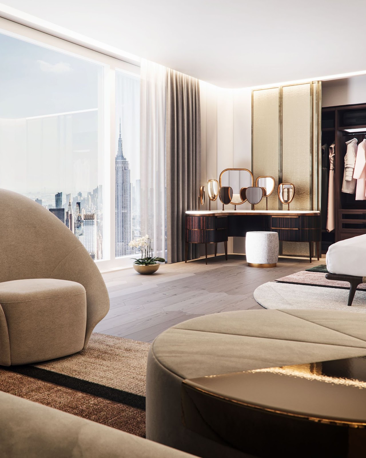 New York is the location of the hotel suite designed by Camilla Bellini for Flou