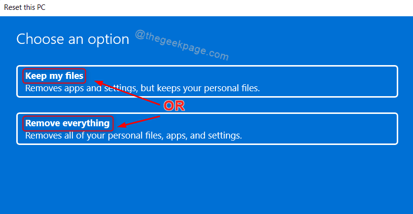 Option de réinitialisation d’usine Win11