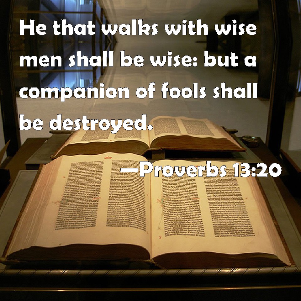 Image result for He that walketh with wise men shall be wise: a companion of fools shall be destroyed