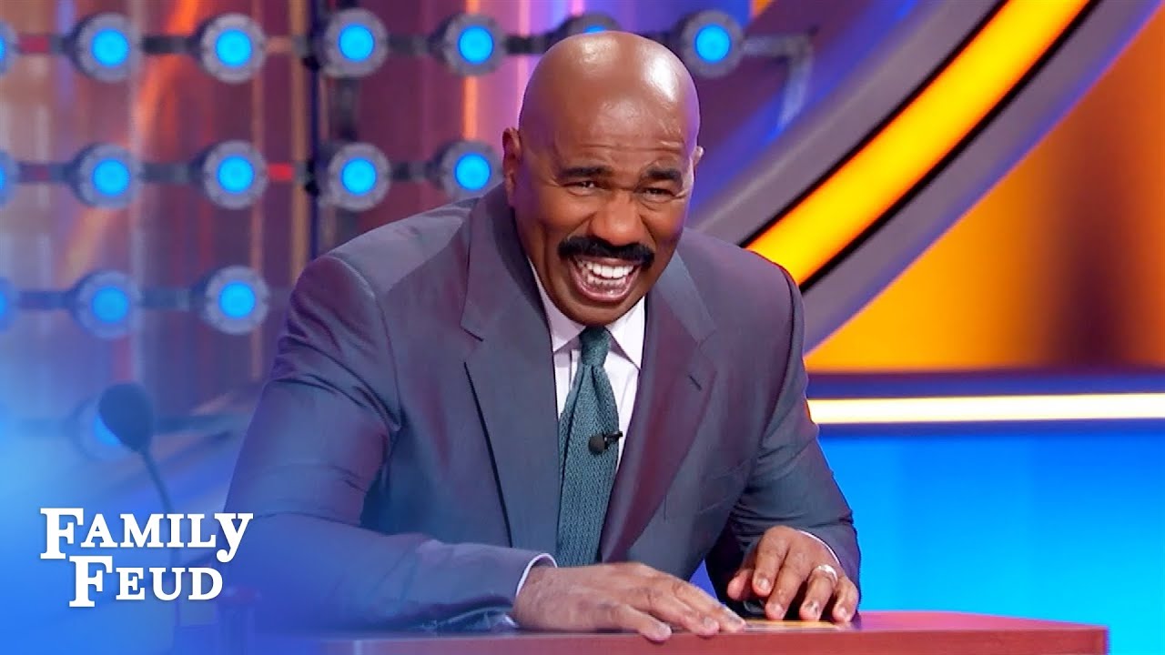Nutty question! Steve Harvey cracks up laughing! | Family Feud - YouTube
