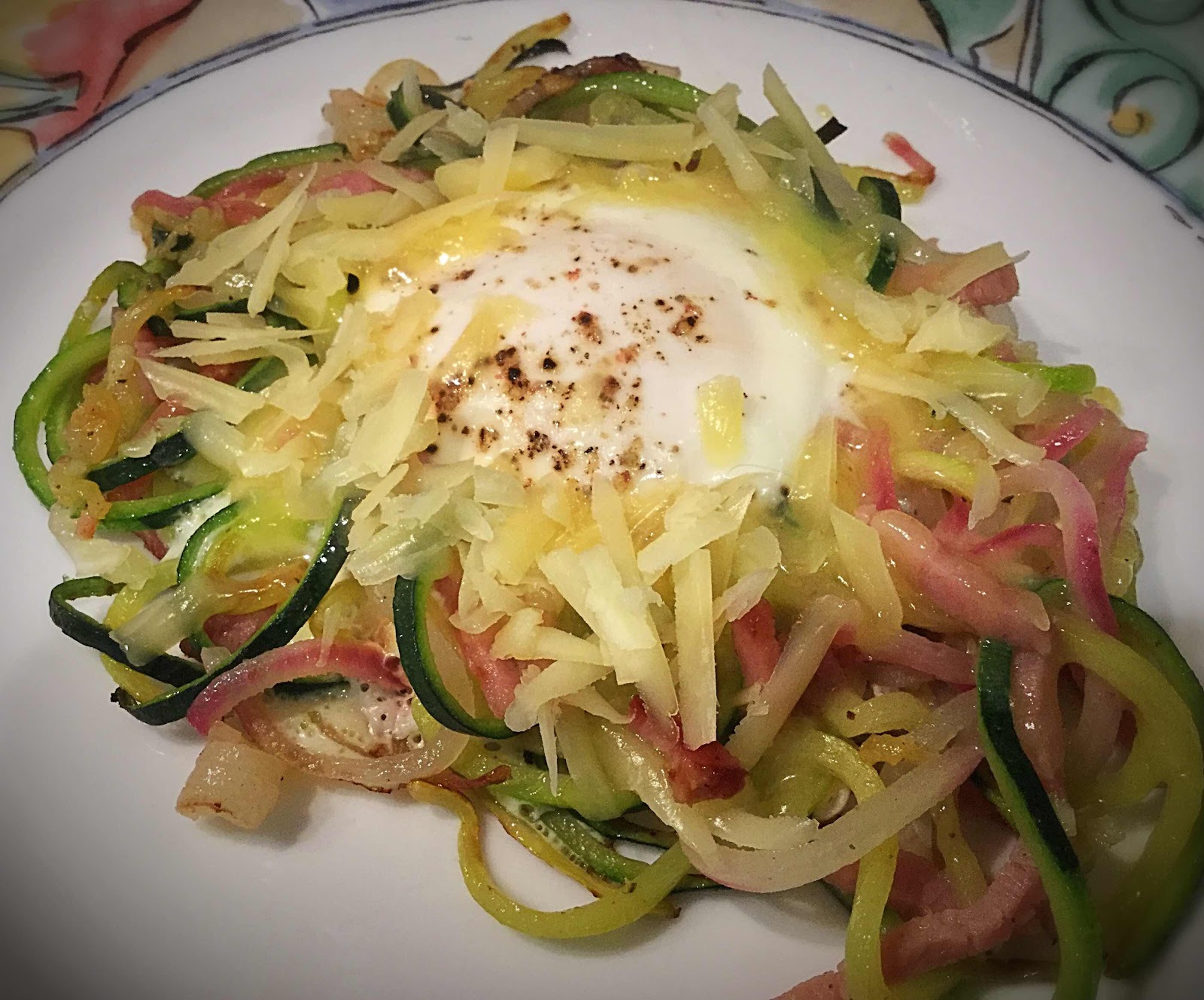 Low Carb Egg in a Zoodle Nest