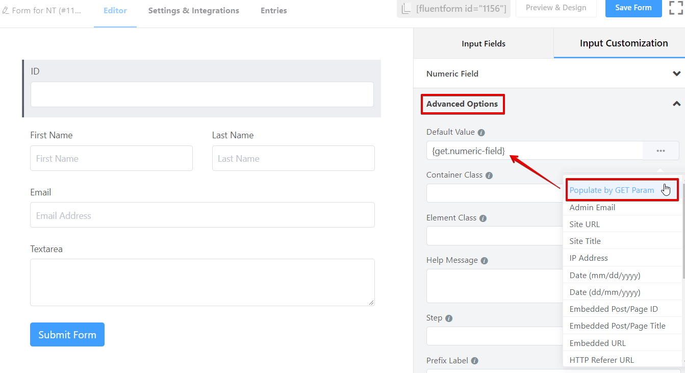 Fluent Forms settings