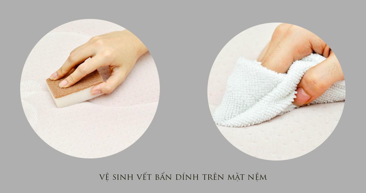 Vệ sinh các vết bẩn trên bề mặt nệm