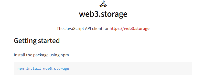 code to install web3.storage