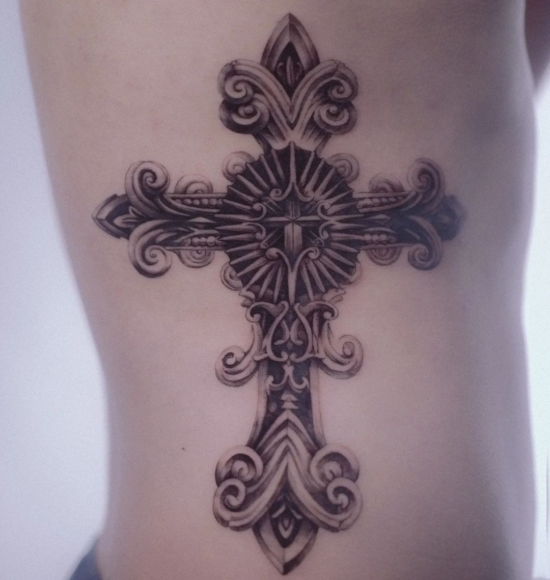 Unique Design Cross Tattoo