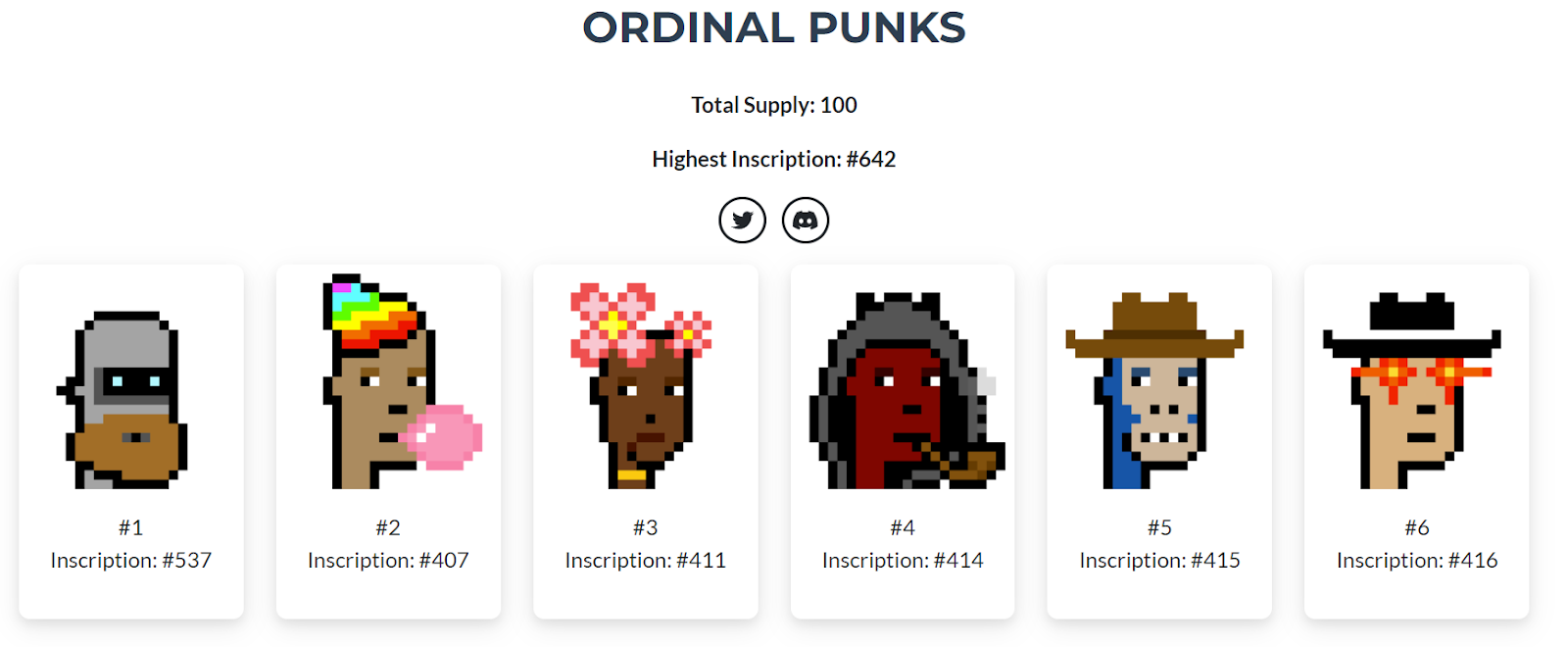 Screenshot from Ordinal Punks collection.