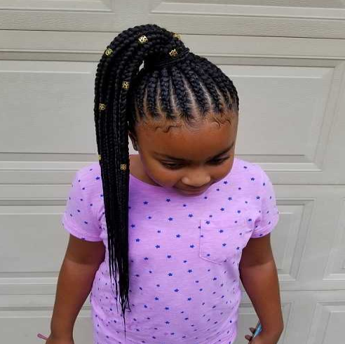 Nice beads attachment with kids braids