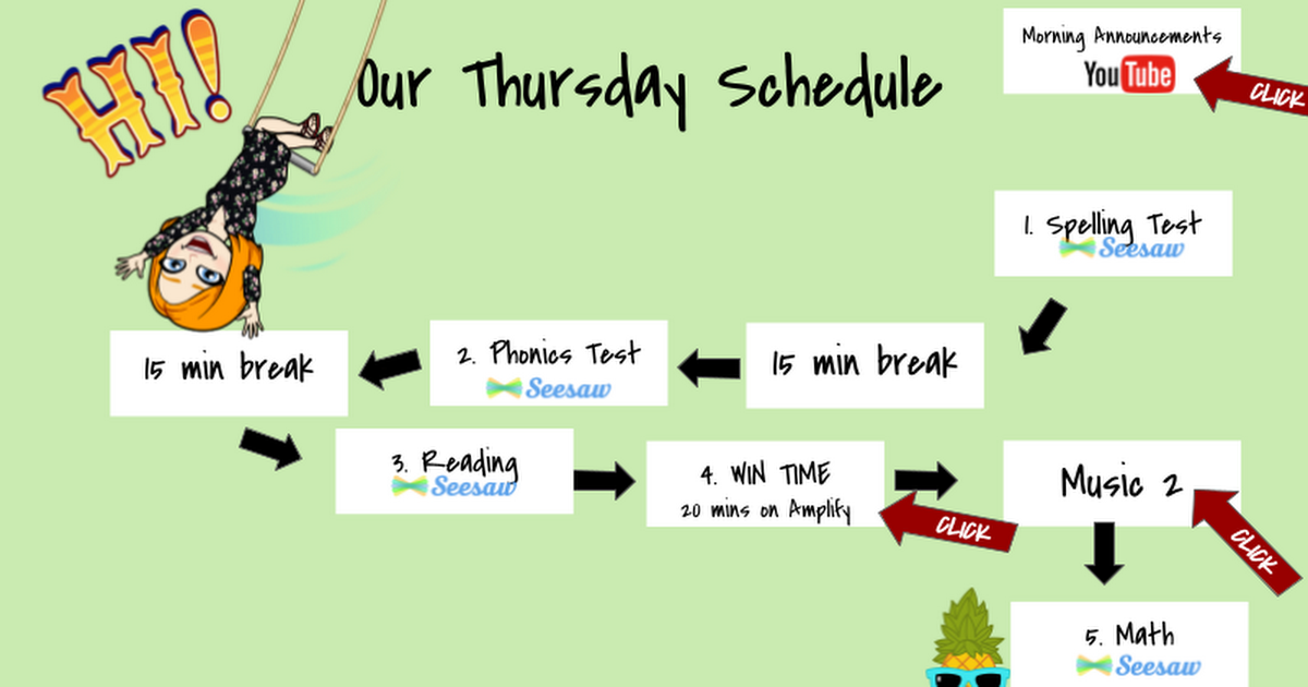 Thursday Schedule 4/1