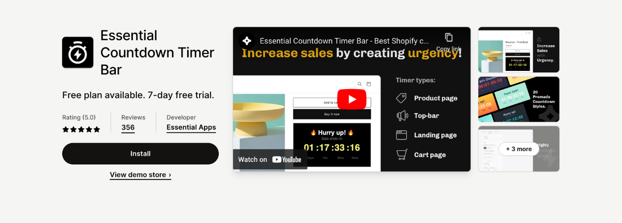 Essential Countdown Timer Bar Shopify app