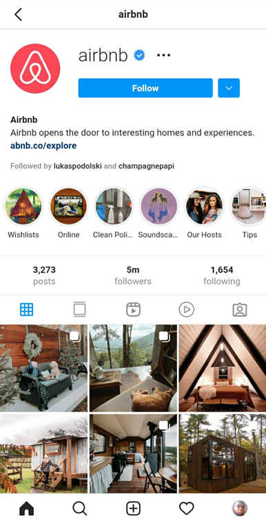 Airbnb Instagram Profile