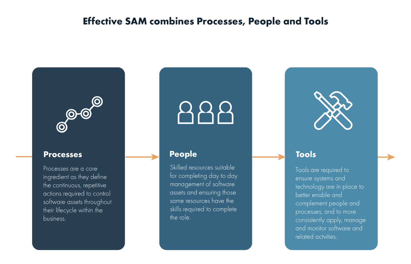 Software asset management best practice combine combines people, processes and tools