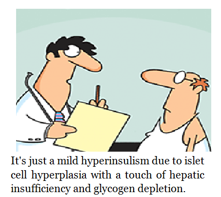 An example of medical jargon: "It's just a mild hyperinsulism due to islet cell hyperplasia with a touch of hepatic insufficiency and glycogen depletion."