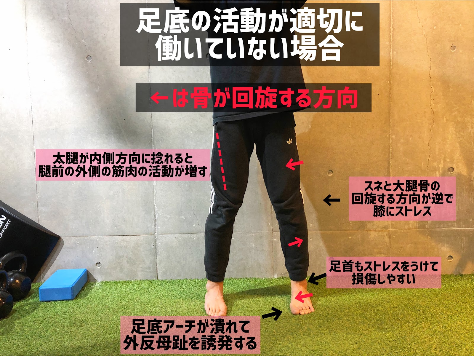 足底が適切に稼働しないときの筋肉の使われ方