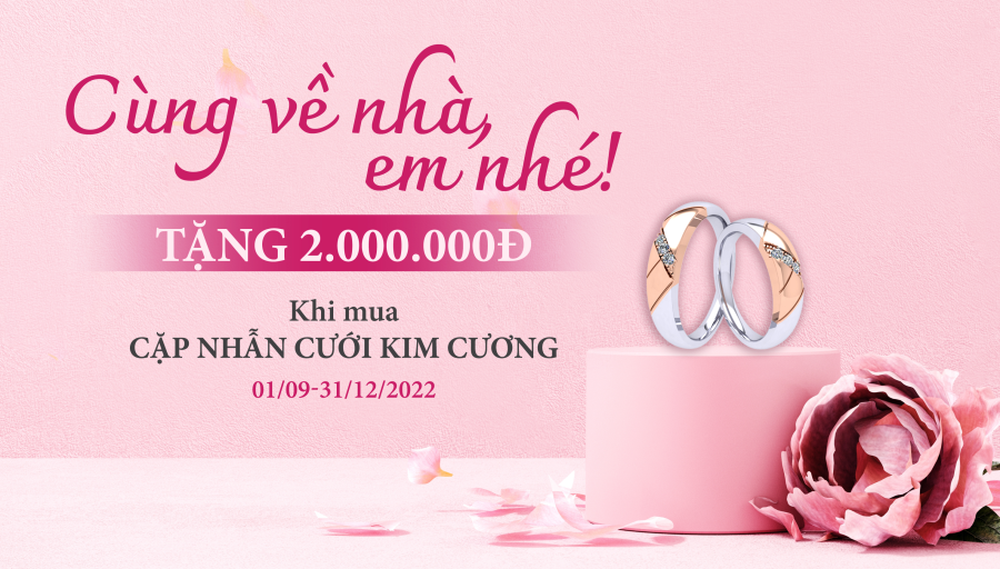 Ưu đãi mùa cưới, mua Nhẫn Cưới Kim Cương tặng ngay 2 triệu đồng