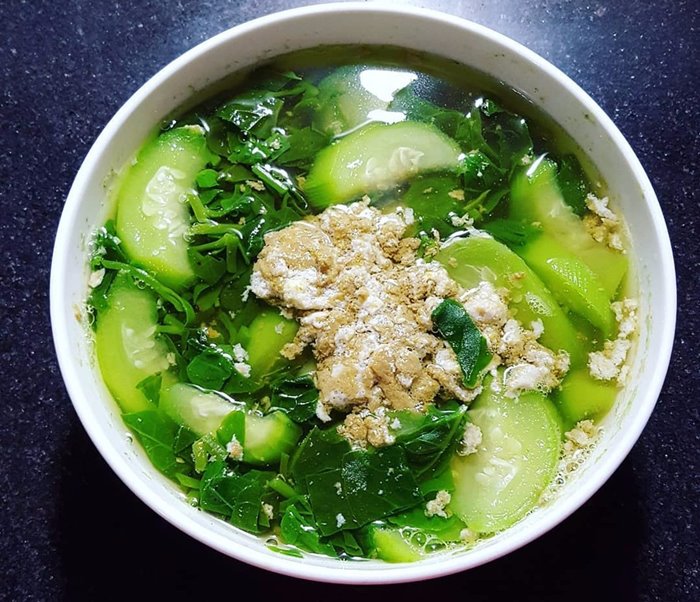 canh  cua mồng tơi món canh mùa hè ngon