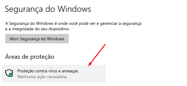 Desativando o antivirus do Windows