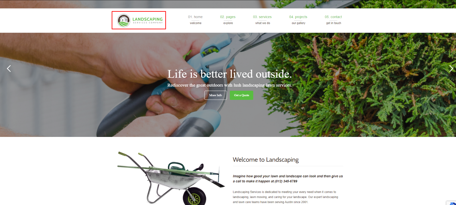 Landscaping - Garden, Lawn, Landscaping and Snow Removal WordPress Theme