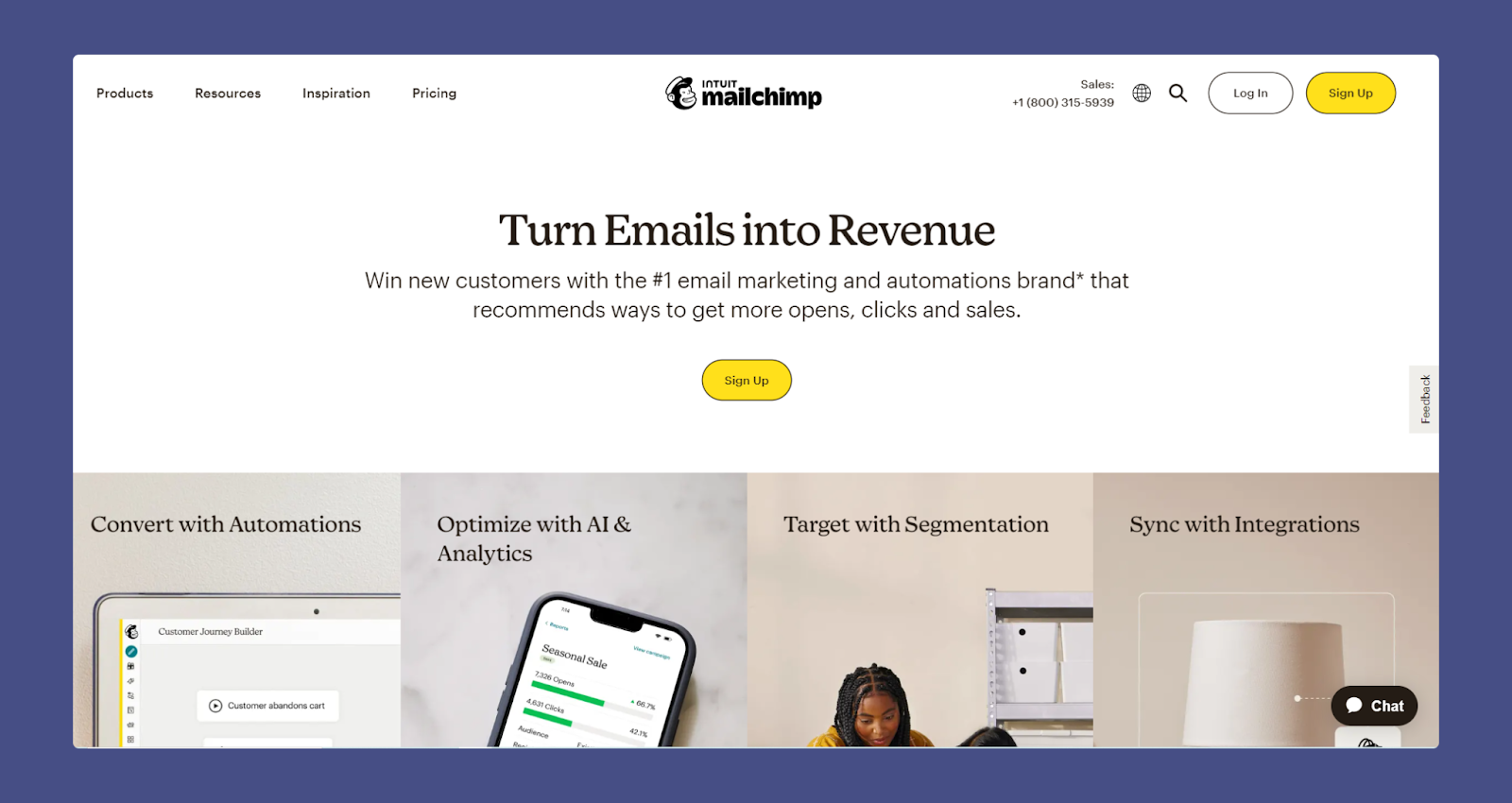 MailChimp new website design