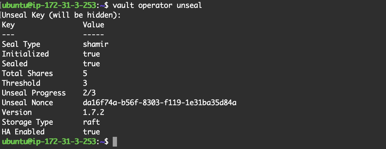 vault operator unseal