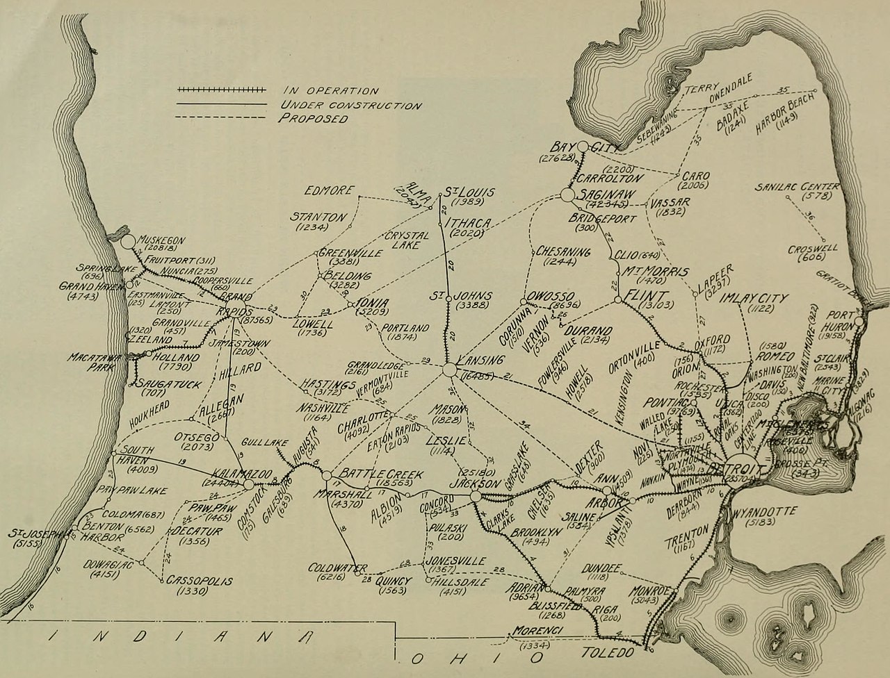 Southern Michigan Electric Railway Map