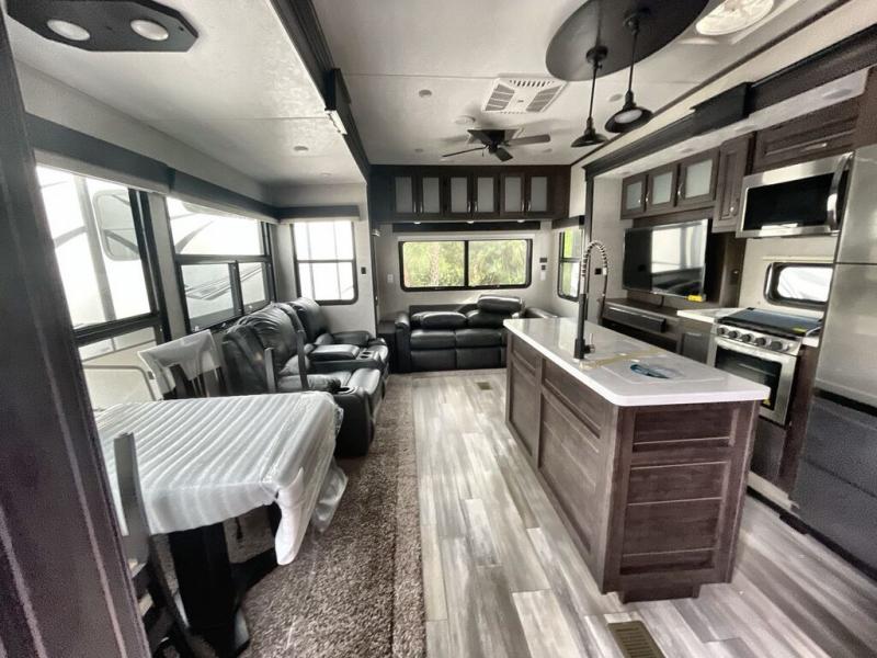 You’ll love that the panoramic windows allow so much natural light inside the RV.