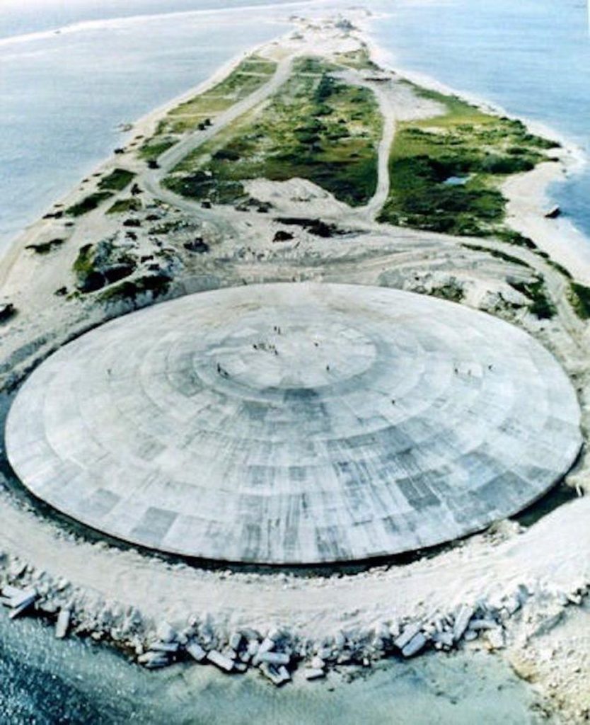 Aerial photo of the Runit Dome. U.S. DEPARTMENT OF ENERGY