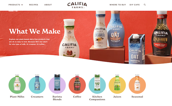 Capture d'écran de la page d'accueil de California Farmers montrant la variété des produits et la transformation numérique dans le commerce électronique |  saler