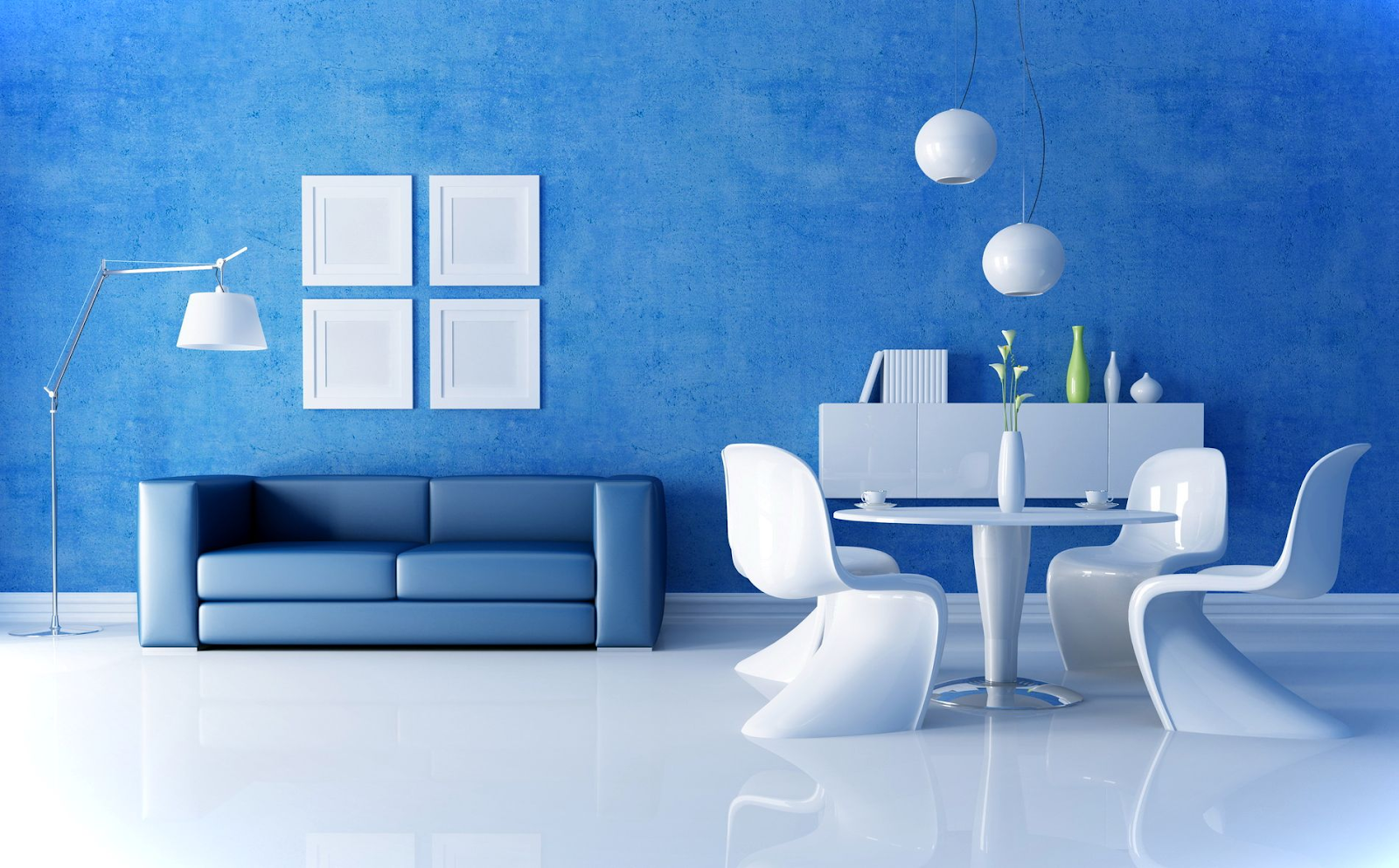 Sơn hiệu ứng Waldo-Sơn màu nổi bật 2021-Sơn hiệu ứng không gian phòng khách màu xanh dương