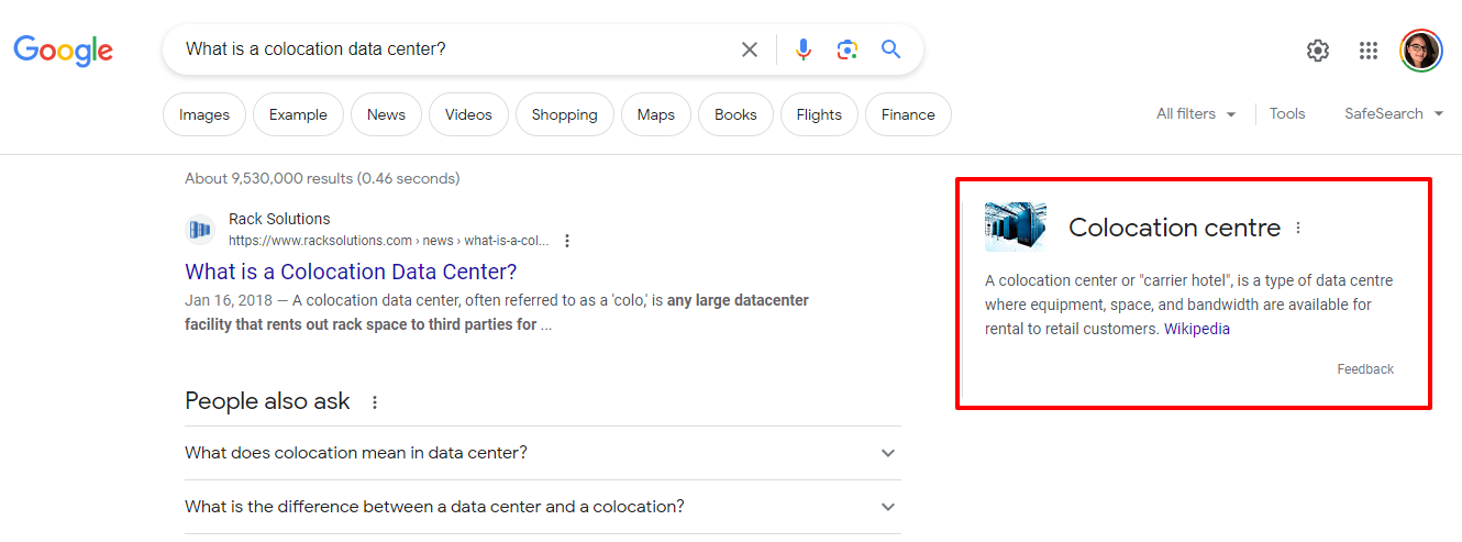 Example of a Google-featured snippet.