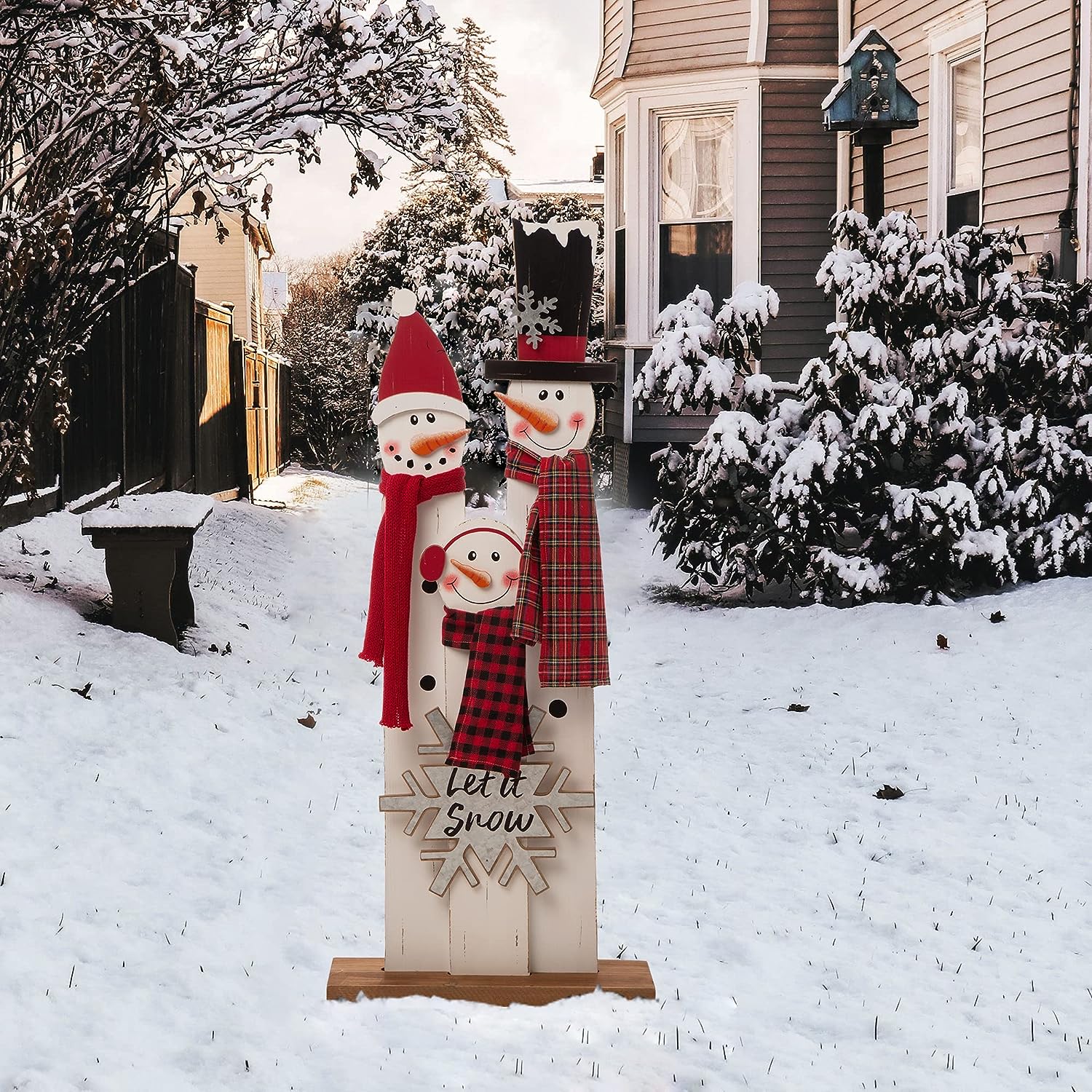 Wooden Snowman Family Decor