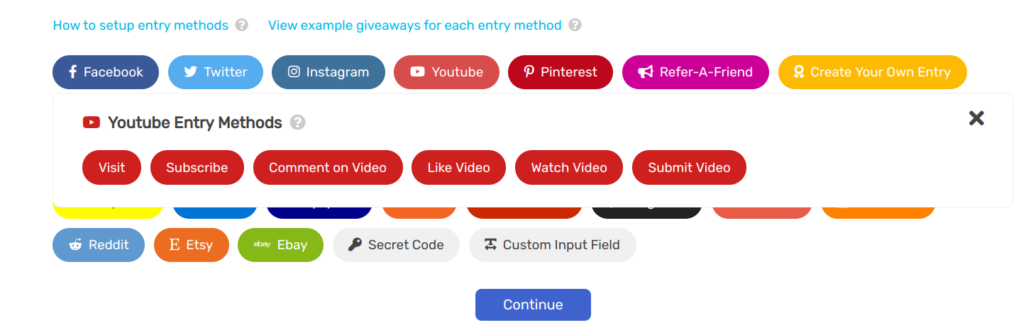 Youtube entry methods sweepwidget