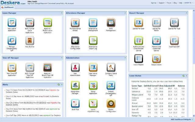 Screenshot of Deskera Leave and Attendance Manager